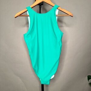 ADAY Reversible Vibrant Green / White One-Piece For the Win Swimsuit Size XS